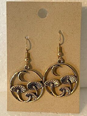 Mushroom Moon Pierced Earrings Whimsigoth Fairy